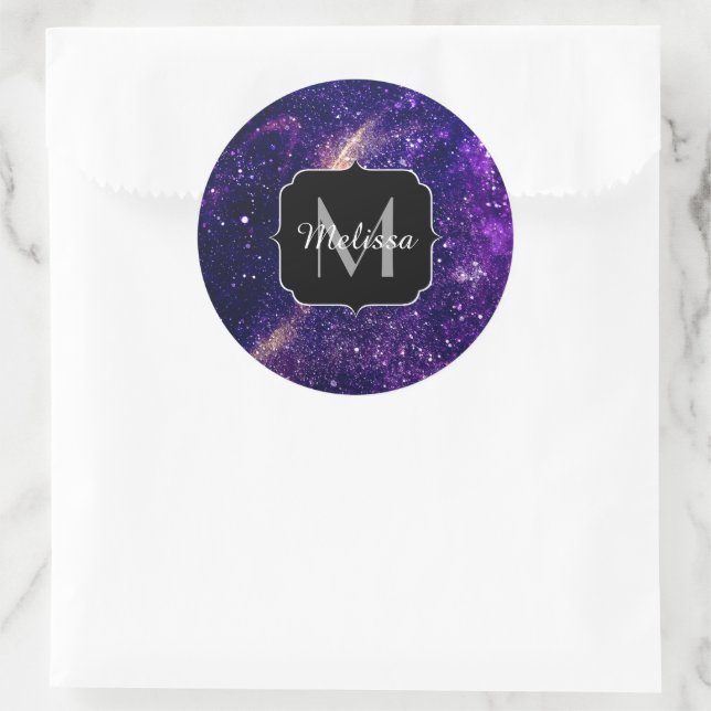 Lila  abstrakte Galaxie Runder Aufkleber (Tasche)