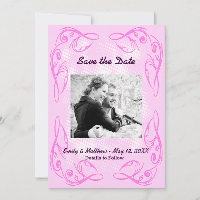 Lila Abstrakte Swirr-Save the Date-Karte Save The Date (Vorderseite)