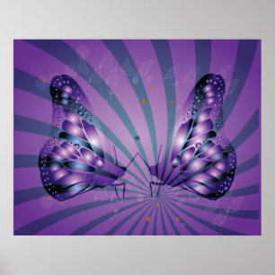 Lila Abstrakter Schmetterling mit strahlenden Flüg Poster