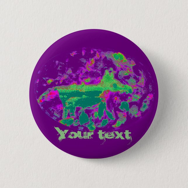 Lila Abstrakter Tierfuchs Button (Vorderseite)