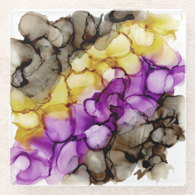 Lila Abstrakter Untersetzer (Vorderseite)