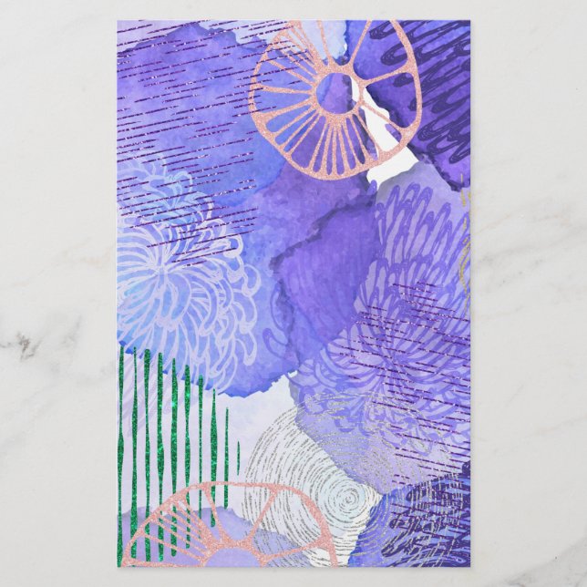 Lila abstraktes Design Briefpapier (Vorderseite)