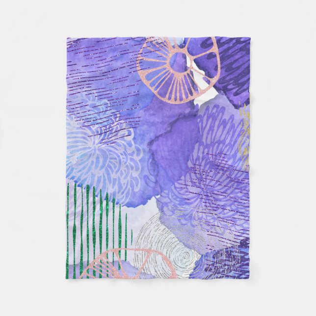 Lila abstraktes Design Fleecedecke (Vorderseite)