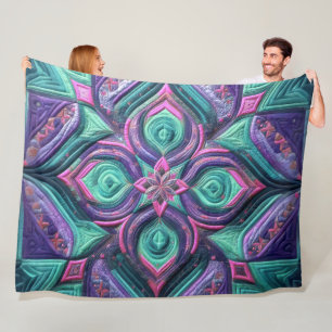 Lila abstraktes Design in gesteppter Rosa Aqua Fleecedecke
