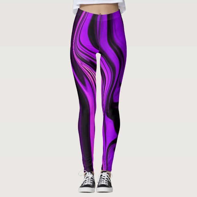 Lila abstraktes Design Leggings (Vorderseite)