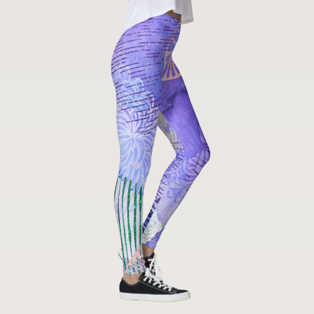 Lila abstraktes Design Leggings (Rechts)