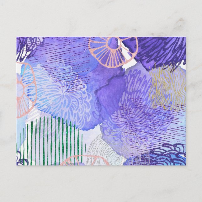 Lila abstraktes Design Postkarte (Vorderseite)