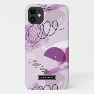 Lila Abstraktes Farbmuster Monogramm Case-Mate iPhone Hülle