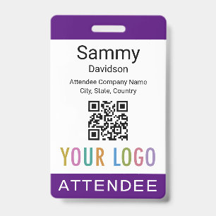 Lila Abzeichen-Event-QR-Logo Ausweis