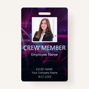 Lila Abzeichen für benutzerdefinierte Crew-Member Ausweis