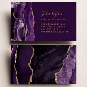 Lila-Achat-Geode Gold-Glitter Immobilien Visitenkarte