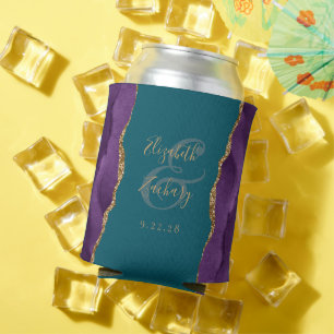 Lila Achat Gold-Fauxglitter Türkise Hochzeit Dosenkühler