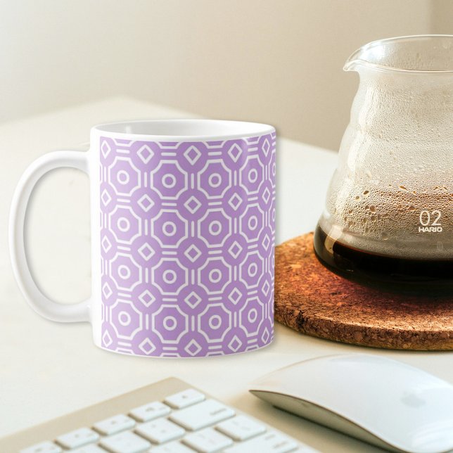 Lila achteckiger Schachbrett-Mug Kaffeetasse (Von Creator hochgeladen)