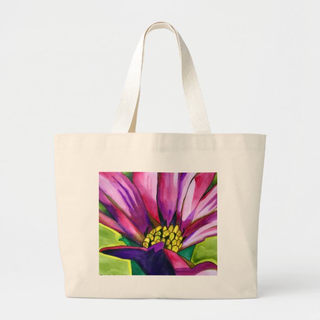 Lila afrikanische Daisy Aquarellkunst Blume Jumbo Stoffbeutel (Vorne)