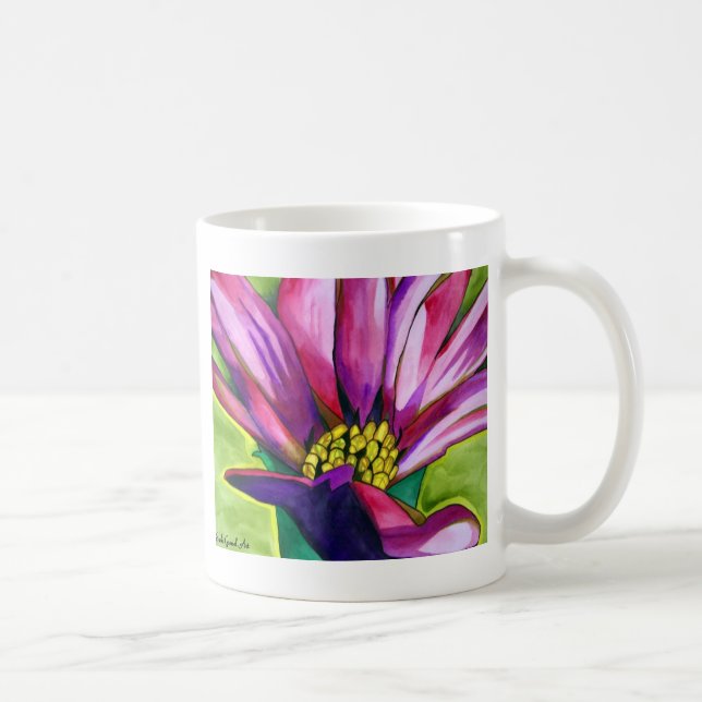 Lila afrikanische Daisy Aquarellkunst Blume Kaffeetasse (Rechts)