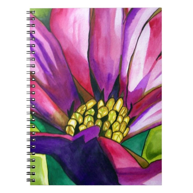 Lila afrikanische Daisy Aquarellkunst Blume Notizblock (Vorderseite)
