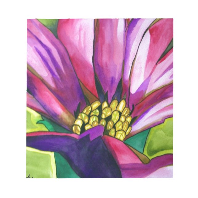 Lila afrikanische Daisy Aquarellkunst Blume Notizblock (Vorderseite)