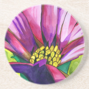 Lila afrikanische Daisy Aquarellkunst Blume Untersetzer