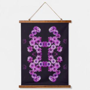 Lila afrikanische Daisy-Blume Abstrakt Wandteppich Mit Holzrahmen
