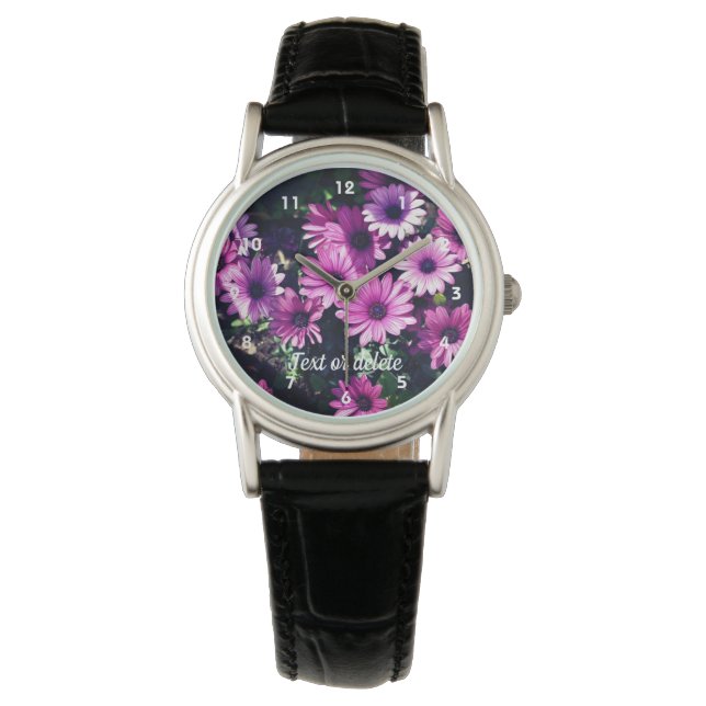 Lila afrikanische Daisy-Blume Personalisiert Armbanduhr (Vorderseite)