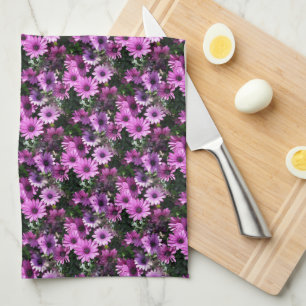 Lila afrikanisches Daisy-Blume Naturmuster Geschirrtuch