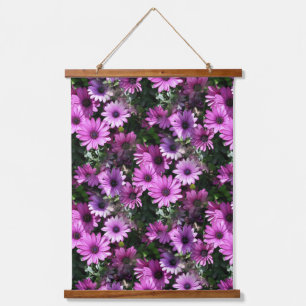 Lila afrikanisches Daisy-Blume Naturmuster Wandteppich Mit Holzrahmen