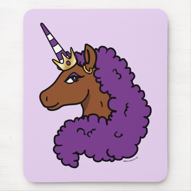 Lila Afro Unicorn Mousepad (Vorne)