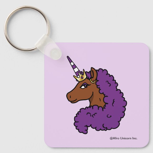 Lila Afro Unicorn Schlüsselanhänger (Vorderseite)