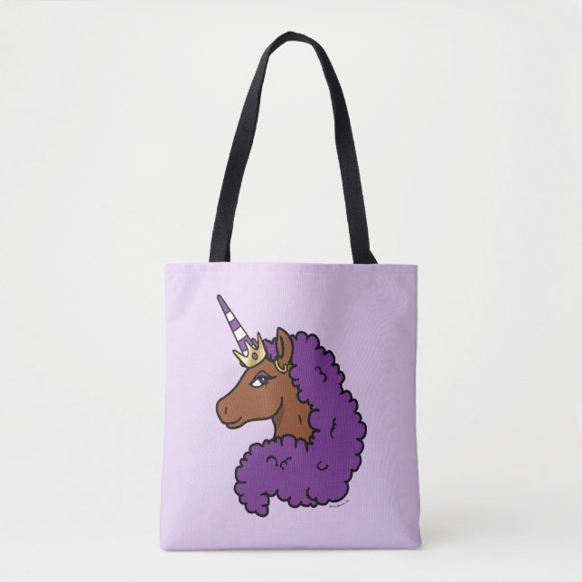 Lila Afro Unicorn Tasche (Vorderseite)