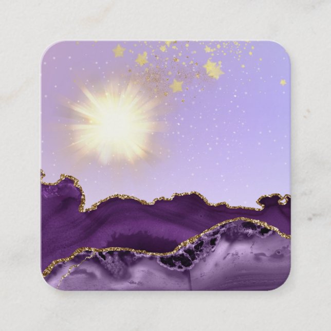 *~* Lila Agate Energy Ball of Light Quadratische Visitenkarte (Vorderseite)