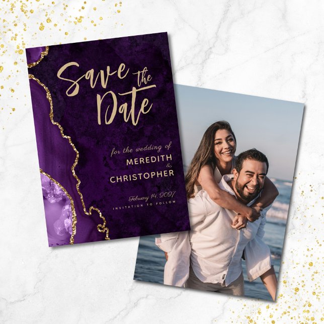 Lila Agate Foto Hochzeit Sichern Sie das Datum Save The Date (Von Creator hochgeladen)