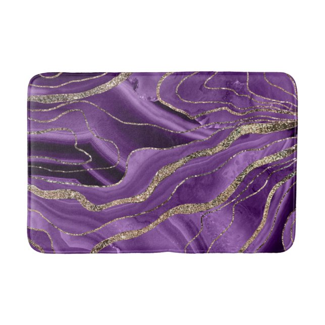 Lila Agate Gold Glitzer Glam #1 Badematte (Vorderseite)