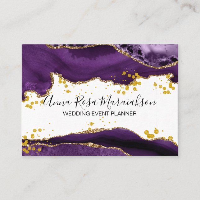 *~* Lila Agate Gold Glitzer Moderne Elegant Visitenkarte (Vorderseite)