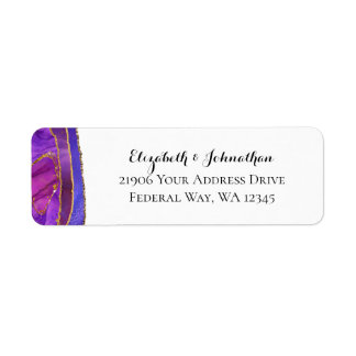 Lila Agate Modern Watercolor Gold-Adresse