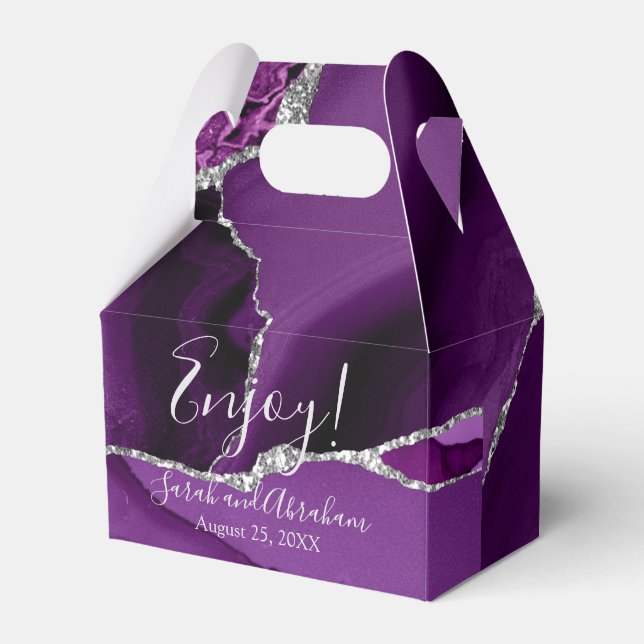 Lila Agate Silver Glitzer Gastgeschenk Hochzeit Bo Geschenkschachtel (Vorderseite)