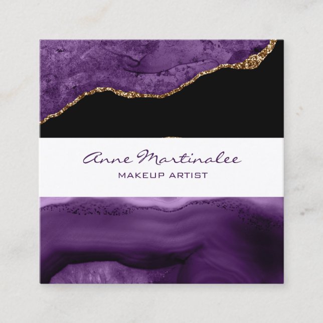 Lila Agate Square Business Card Quadratische Visitenkarte (Vorderseite)