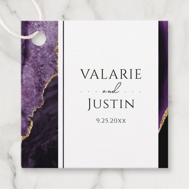 Lila Agate Wedding Names Vielen Dank für Ihre Lieb Geschenkanhänger (Vorderseite)
