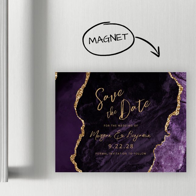 Lila Agate Wedding Save the Date Magneteinladung (Von Creator hochgeladen)
