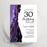 Lila Agate White Gold 30. Geburtstag Einladung<br><div class="desc">Lila,  weiß und goldgelb haben 30. Geburtstag Party Einladung. Elegantes modernes Design mit Aquarellfarben-marmorgeode Hintergrund,  Imitats Glitzer Gold und Typografie Skript-Schriftart. Die trendige Einladungskarte eignet sich perfekt für eine stilvolle Damenfeier. Gedruckte Zazzle Einladungen oder Sofortdownload digitalen druckbaren Vorlage.</div>