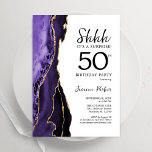 Lila Agate White Gold Überraschung 50. Geburtstag Einladung<br><div class="desc">Lila,  weiß und goldfarben überraschen 50. Geburtstagsfeier Einladung. Elegantes modernes Design mit Aquarellfarben-marmorgeode Hintergrund,  Imitats Glitzer Gold und Typografie Skript-Schriftart. Die trendige Einladungskarte eignet sich perfekt für eine stilvolle Damenfeier. Gedruckte Zazzle Einladungen oder Sofortdownload digitalen druckbaren Vorlage.</div>
