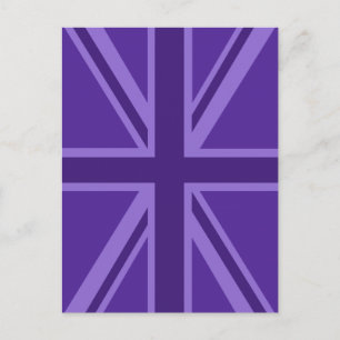 Lila Akzent Union Jack Dekor Postkarte