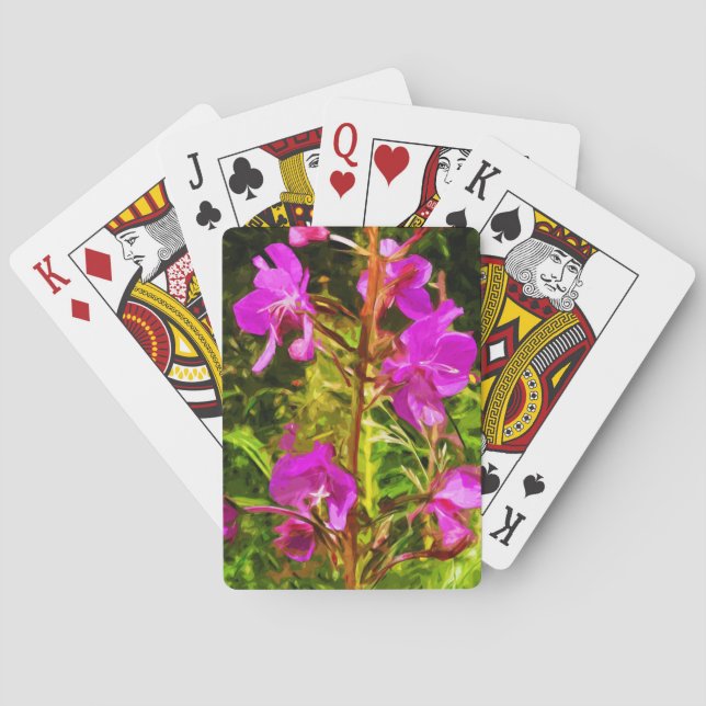 Lila Alaska-Wildblume Abstrakt Spielkarten (Rückseite)