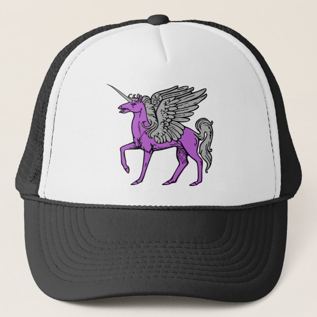 Lila Alicorn/Pegacorn/Winged Unicorn Truckerkappe (Vorderseite)