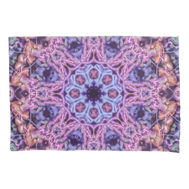 Lila Alien Kaleidoskopie Mandala Kissenbezug (Vorderseite-Links)