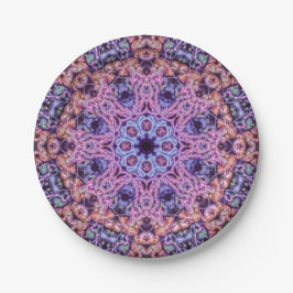 Lila Alien Kaleidoskopie Mandala Pappteller