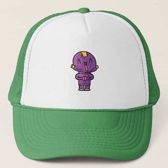 lila Alien Truckerkappe (Vorderseite)