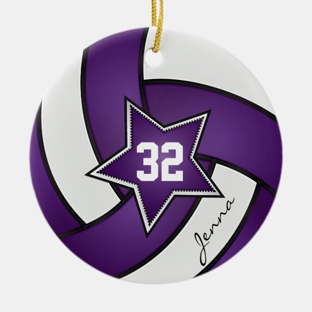 Lila All Star Volleyball-Spieler Keramikornament (Vorne)