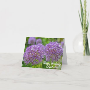 Lila Allium Blume Happy Birthday Karte