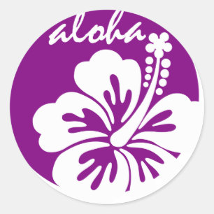 Lila Aloha-Blume Runder Aufkleber