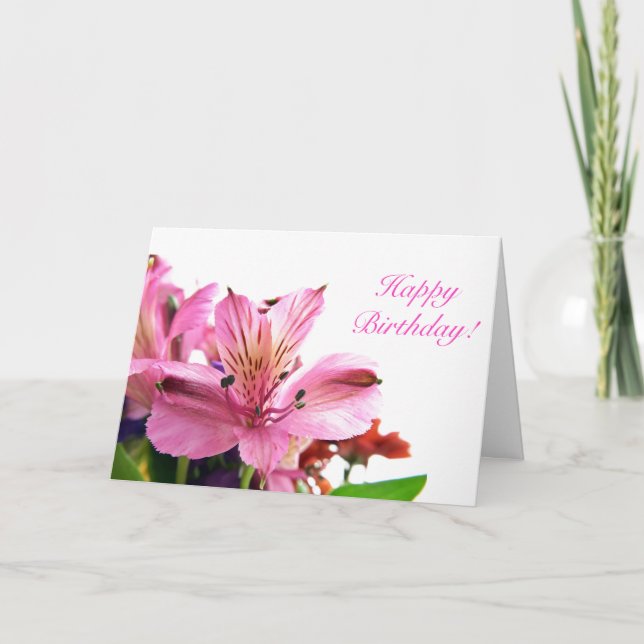 Lila Alstroemeria Geburtstagskarte Karte (Vorderseite)